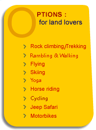 Rock climbing, trekking, flying, skiing, yoga, horse riding, mountain biking, jeep safari in Cyprus.